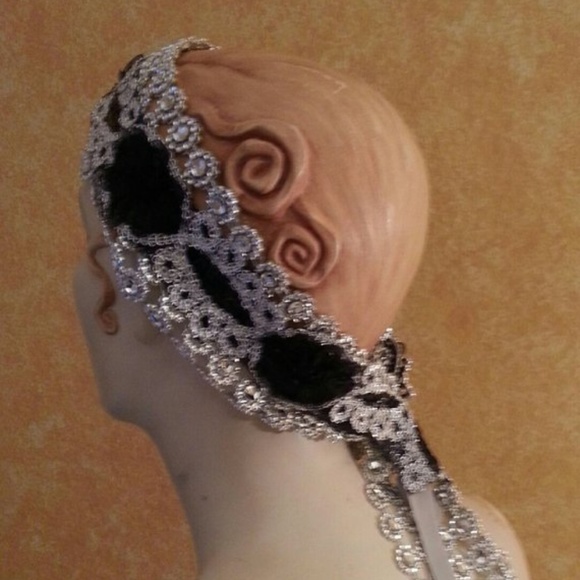 Gatsby Silver & Black Illusion Jewel Headband main image 4